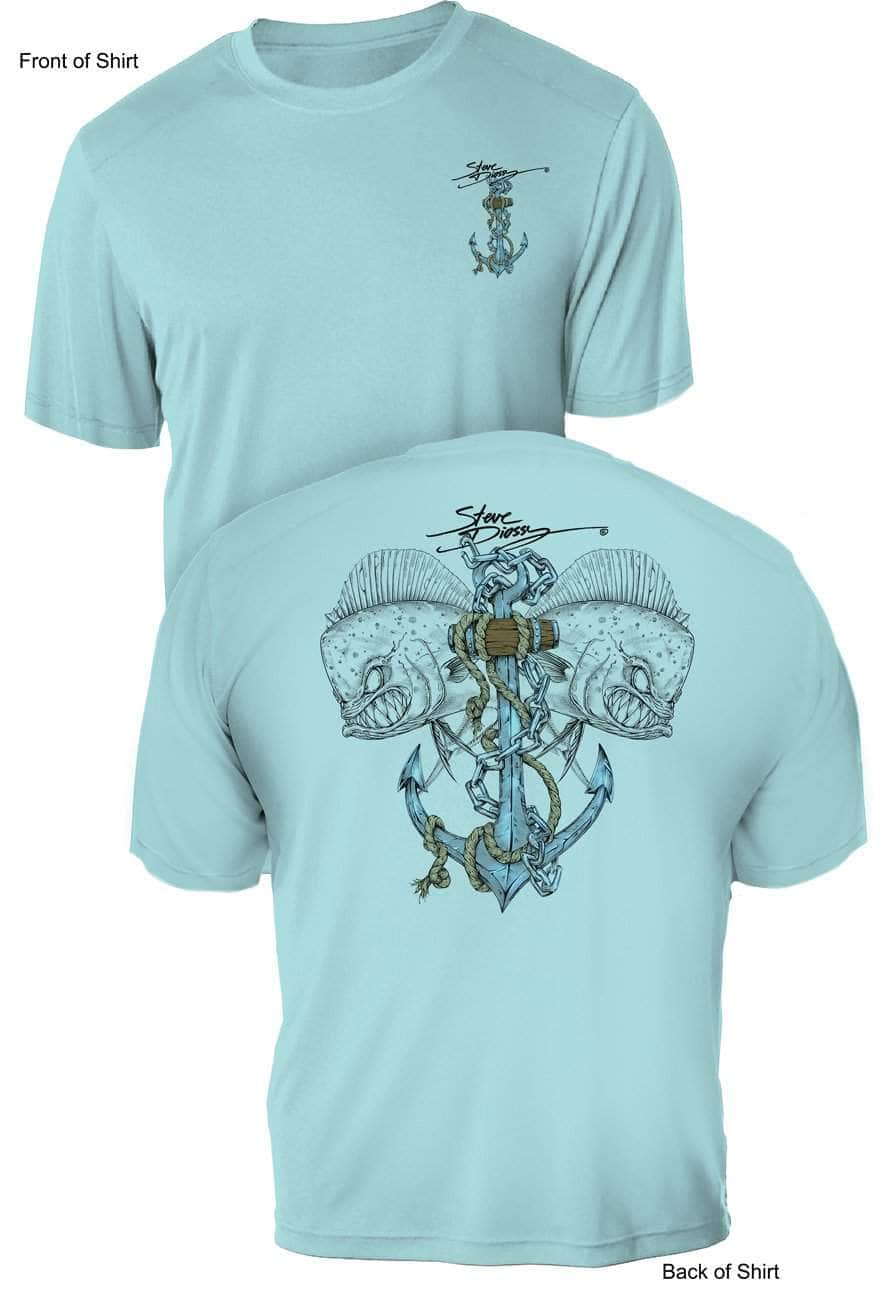 Mahi Anchor- UV Sun Protection Shirt - 100% Polyester - Short Sleeve UPF 50